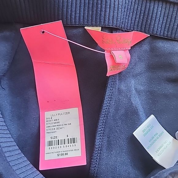Lilly Pulitzer Anika High Rise Suede leggings True Navy Size 6 NWT - Picture 2 of 8